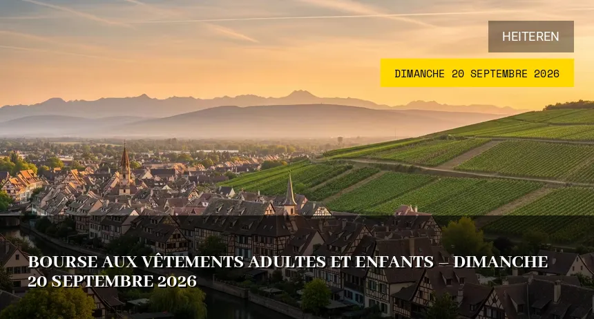 Affiche de l'événement : Bourse aux vêtements adultes et enfants – Dimanche 20 Septembre 2026
