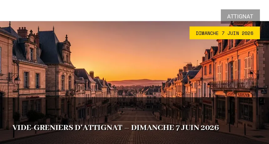 Affiche de l'événement : Vide-greniers d&rsquo;Attignat – Dimanche 7 Juin 2026
