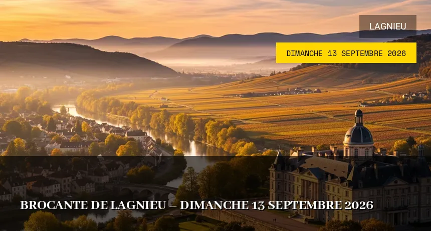 Affiche de l'événement : Brocante de Lagnieu – Dimanche 13 Septembre 2026