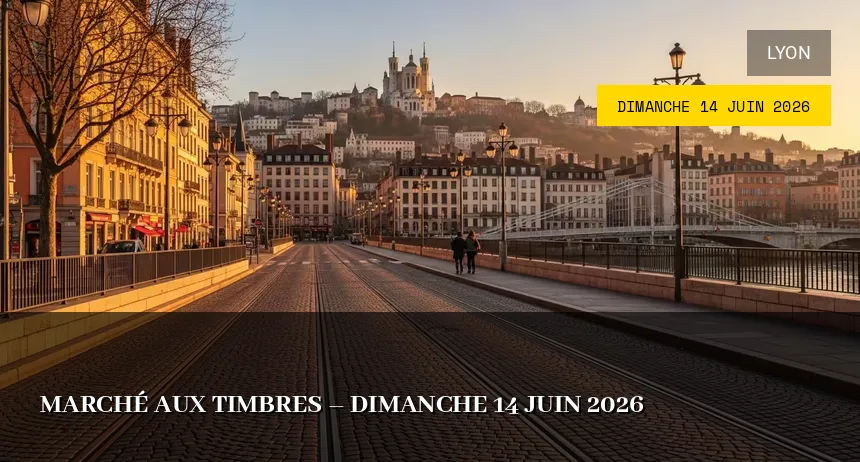 Affiche de l'événement : Marché aux timbres – Dimanche 14 Juin 2026
