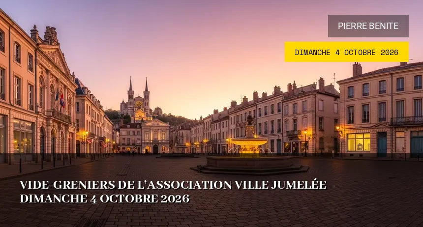 Affiche de l'événement : Vide-greniers de l&rsquo;association Ville Jumelée – Dimanche 4 Octobre 2026