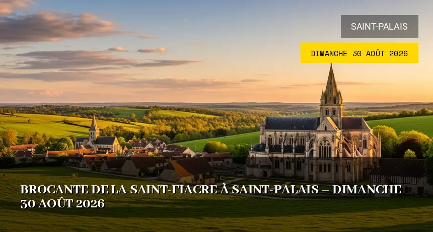 Affiche de l'événement : Brocante de la Saint-Fiacre à Saint-Palais – Dimanche 30 Août 2026