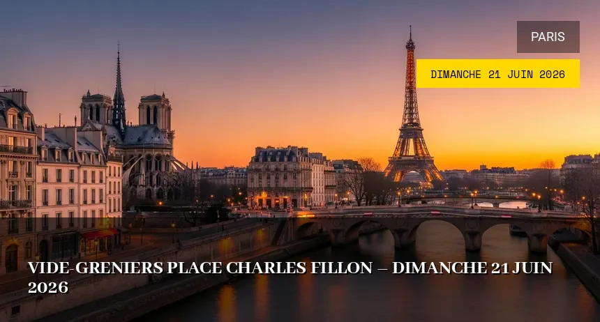 Affiche de l'événement : Vide-greniers Place Charles Fillon – Dimanche 21 Juin 2026