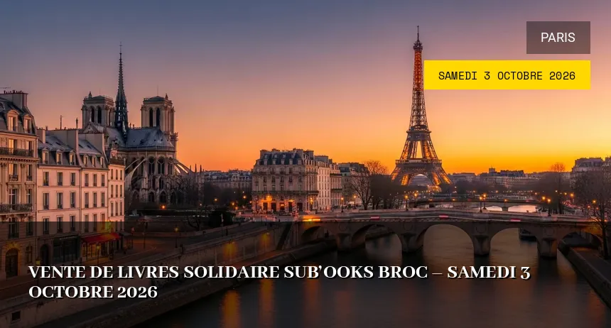 Affiche de l'événement : Vente de livres solidaire Sub&rsquo;ooks Broc – Samedi 3 Octobre 2026
