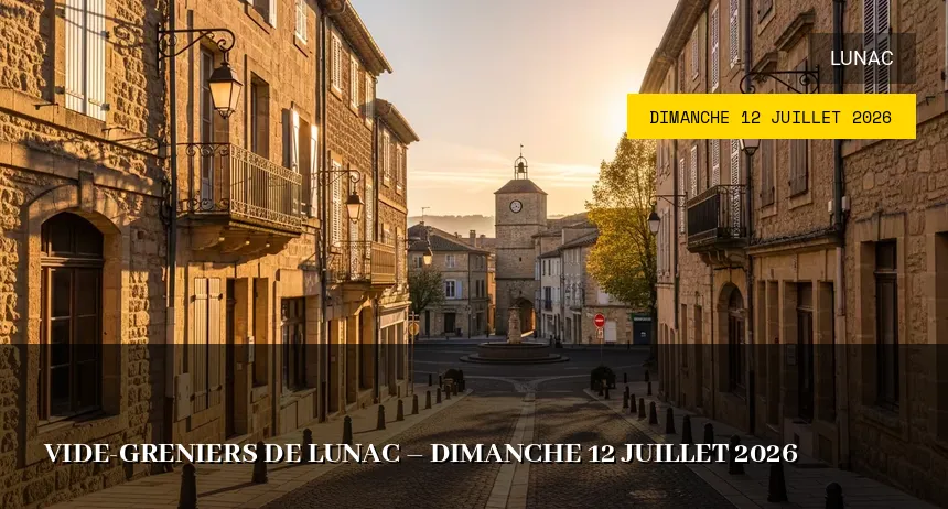 Affiche de l'événement : Vide-greniers de Lunac – Dimanche 12 Juillet 2026