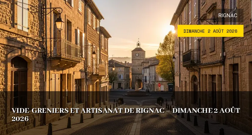 Affiche de l'événement : Vide-greniers et artisanat de Rignac – Dimanche 2 Août 2026