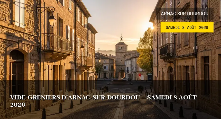 Affiche de l'événement : Vide-greniers d&rsquo;Arnac-sur-Dourdou – Samedi 8 Août 2026