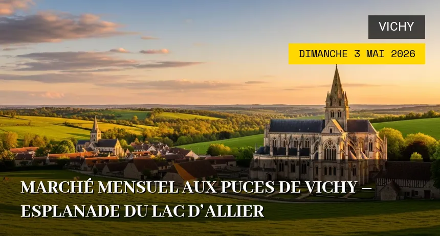 Affiche de l'événement : Marché Mensuel aux Puces de Vichy – Esplanade du Lac d&rsquo;Allier