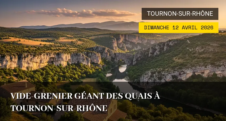 Affiche de l'événement : Vide-grenier Géant des Quais à Tournon-sur-Rhône