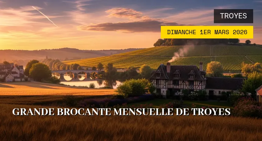 Affiche de l'événement : Grande Brocante Mensuelle de Troyes