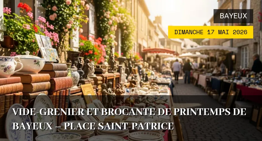 Affiche de l'événement : Vide-grenier et Brocante de Printemps de Bayeux – Place Saint-Patrice