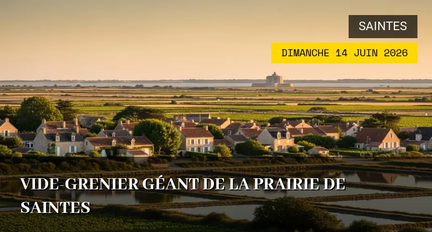 Affiche de l'événement : Vide-grenier géant de la Prairie de Saintes