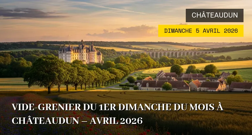Affiche de l'événement : Vide-Grenier du 1er Dimanche du Mois à Châteaudun – Avril 2026