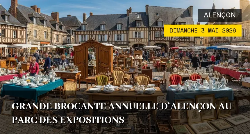 Affiche de l'événement : Grande Brocante Annuelle d&rsquo;Alençon au Parc des Expositions