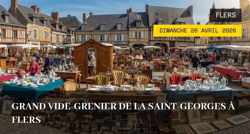 Affiche de l'événement : Grand Vide-grenier de la Saint-Georges à Flers