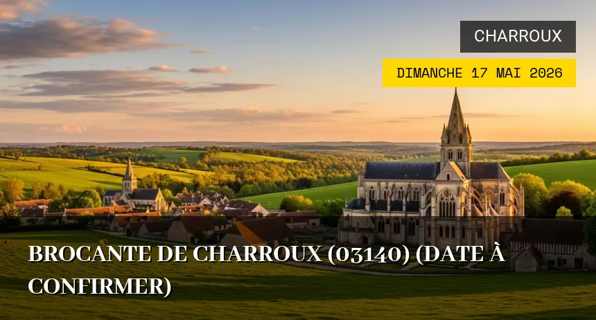 Affiche de l'événement : Brocante de Charroux (03140) (Date à confirmer)