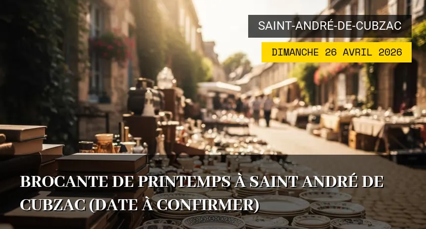 Affiche de l'événement : Brocante de Printemps à Saint André de Cubzac (Date à confirmer)