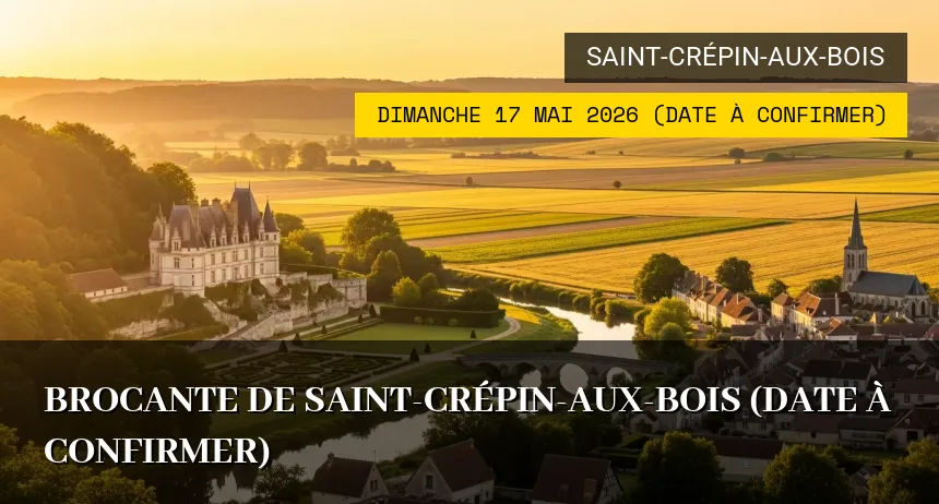 Affiche de l'événement : Brocante de Saint-Crépin-Aux-Bois (Date à confirmer)