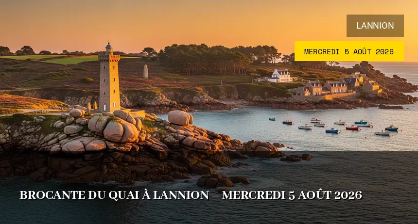 Affiche de l'événement : Brocante du quai à Lannion – Mercredi 5 Août 2026