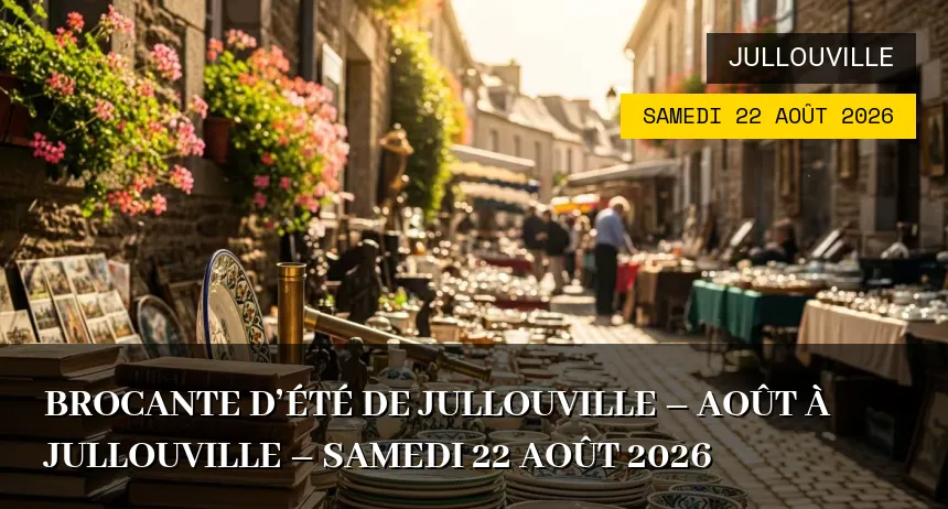 Affiche de l'événement : Brocante d&rsquo;été de Jullouville – Août à Jullouville – Samedi 22 Août 2026