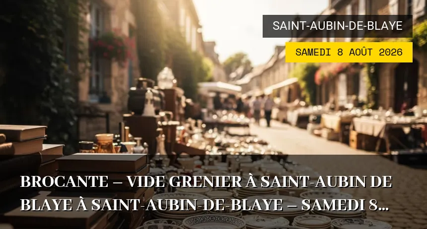 Affiche de l'événement : Brocante – Vide grenier à Saint-Aubin de Blaye à Saint-Aubin-de-Blaye – Samedi 8 Août 2026