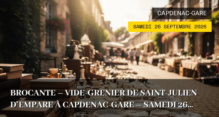 Affiche de l'événement : Brocante – Vide-grenier de Saint-Julien d&rsquo;Empare à Capdenac-Gare – Samedi 26 Septembre 2026
