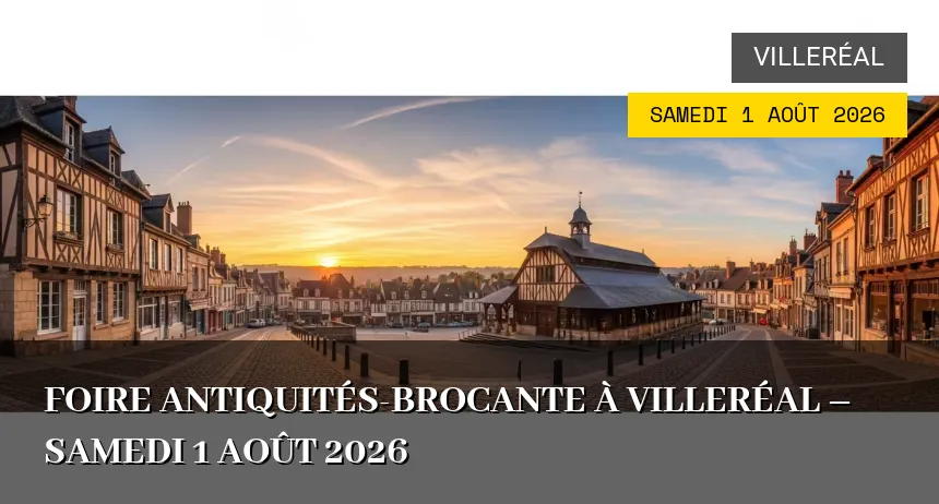 Affiche de l'événement : Foire antiquités-brocante à Villeréal – Samedi 1 Août 2026