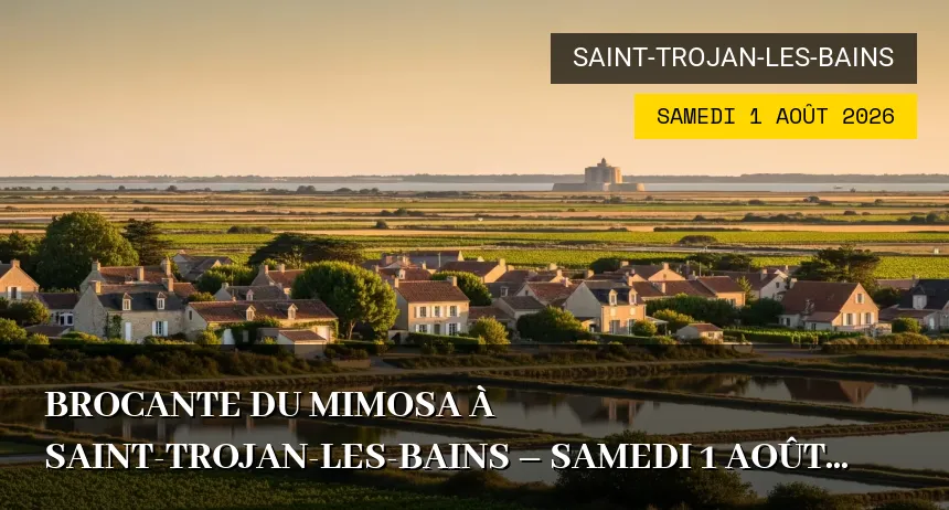 Affiche de l'événement : Brocante du mimosa à Saint-Trojan-les-Bains – Samedi 1 Août 2026