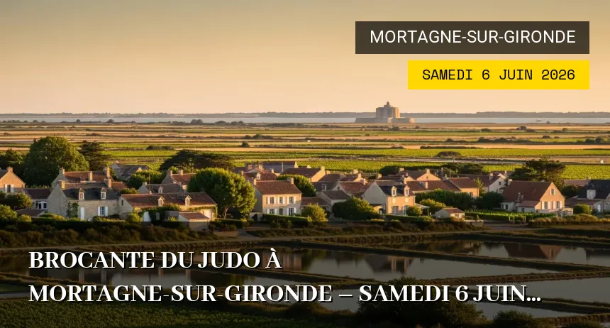 Affiche de l'événement : Brocante du Judo à Mortagne-sur-Gironde – Samedi 6 Juin 2026