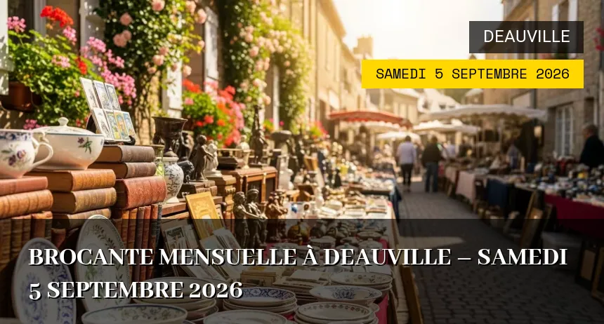 Affiche de l'événement : Brocante mensuelle à Deauville – Samedi 5 Septembre 2026