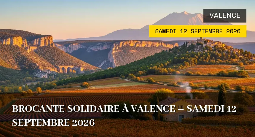 Affiche de l'événement : Brocante solidaire à Valence – Samedi 12 Septembre 2026