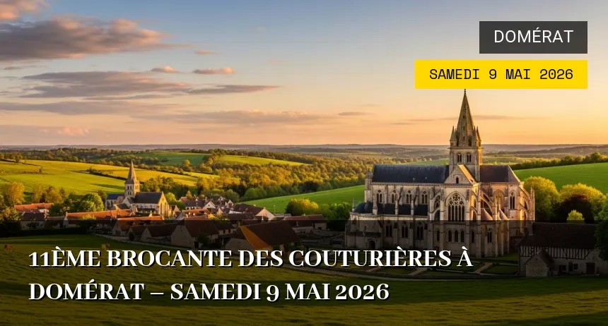 Affiche de l'événement : 11ème Brocante des Couturières à Domérat – Samedi 9 Mai 2026