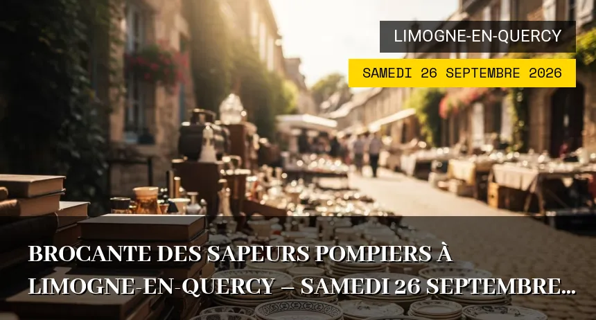 Affiche de l'événement : Brocante des sapeurs pompiers à Limogne-en-Quercy – Samedi 26 Septembre 2026