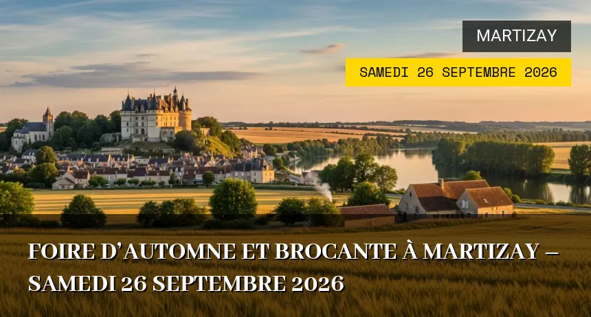 Affiche de l'événement : Foire d&rsquo;automne et brocante à Martizay – Samedi 26 Septembre 2026