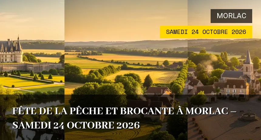 Affiche de l'événement : Fête de la pêche et brocante à Morlac – Samedi 24 Octobre 2026