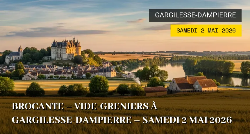 Affiche de l'événement : Brocante – Vide-greniers à Gargilesse-Dampierre – Samedi 2 Mai 2026