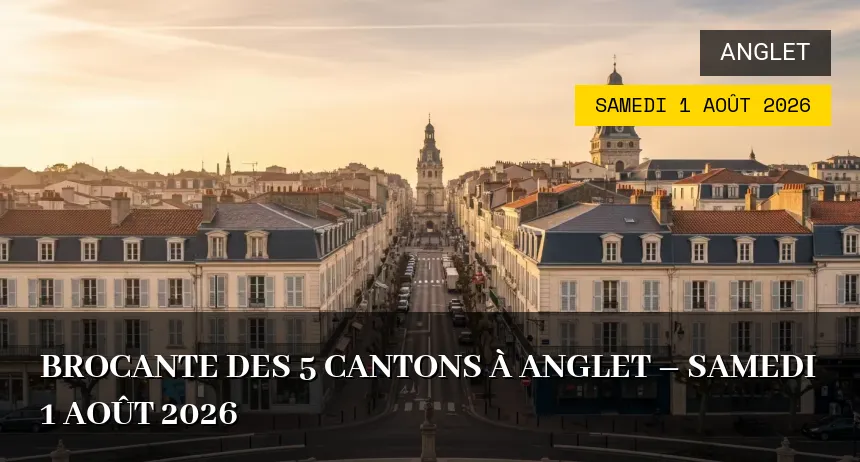 Affiche de l'événement : Brocante des 5 Cantons à Anglet – Samedi 1 Août 2026