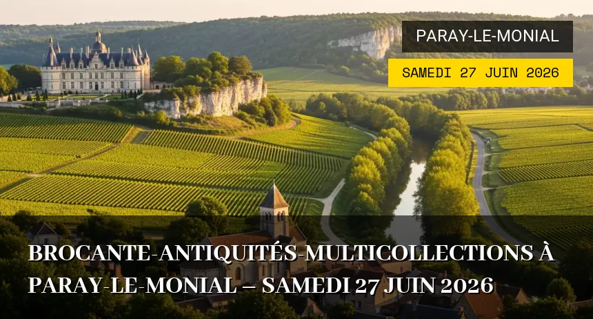 Affiche de l'événement : Brocante-antiquités-multicollections à Paray-le-Monial – Samedi 27 Juin 2026