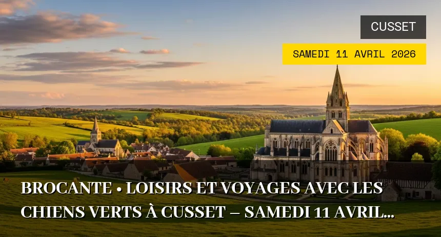 Affiche de l'événement : Brocante • Loisirs et voyages avec les Chiens verts à Cusset – Samedi 11 Avril 2026