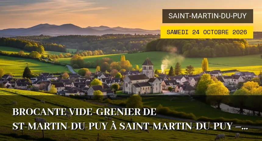 Affiche de l'événement : BROCANTE VIDE-GRENIER DE ST-MARTIN-DU-PUY à Saint-Martin-du-Puy – Samedi 24 Octobre 2026