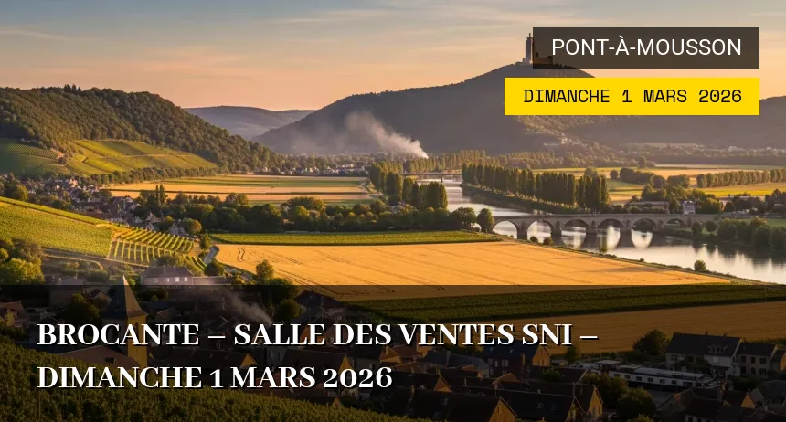 Affiche de l'événement : Brocante – Salle des ventes SNI – Dimanche 1 Mars 2026