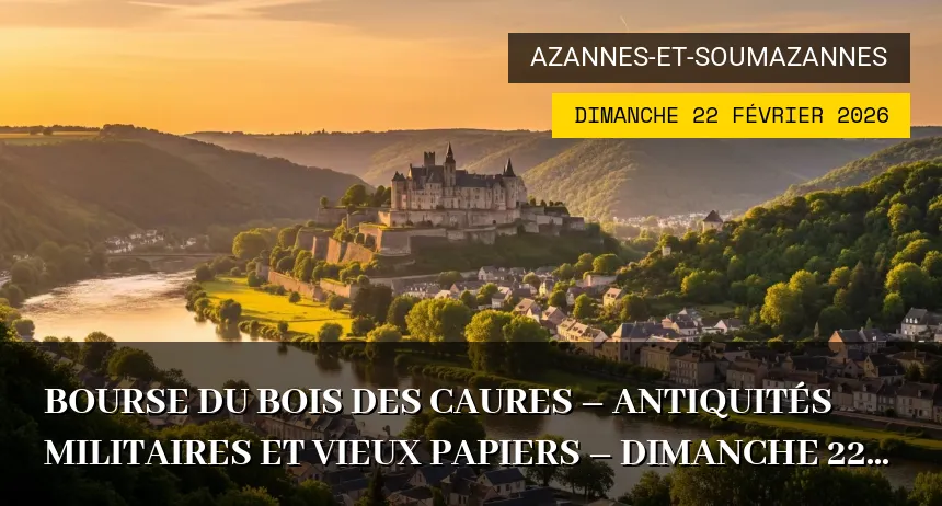 Affiche de l'événement : Bourse du bois des caures – antiquités militaires et vieux papiers – Dimanche 22 Février 2026