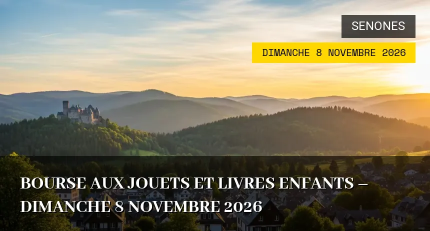 Affiche de l'événement : Bourse aux jouets et livres enfants – Dimanche 8 Novembre 2026