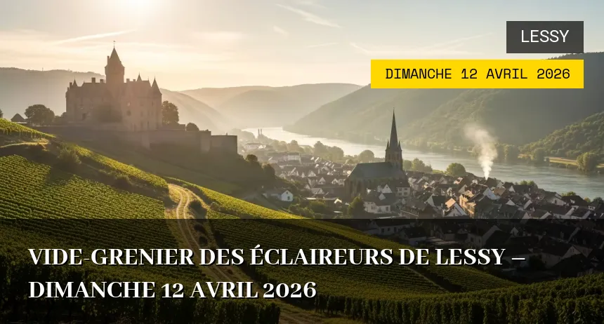 Affiche de l'événement : Vide-grenier des éclaireurs de Lessy – Dimanche 12 Avril 2026