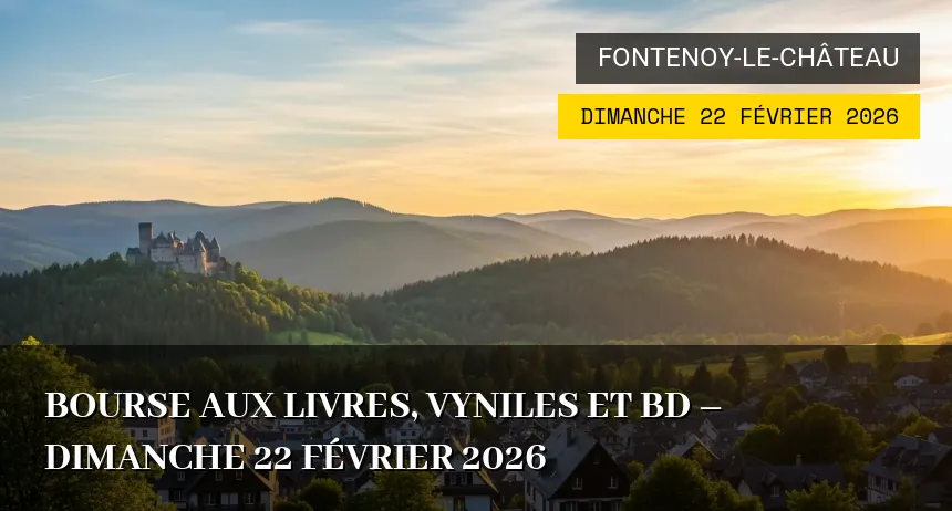 Affiche de l'événement : BOURSE AUX LIVRES, VYNILES ET BD – Dimanche 22 Février 2026