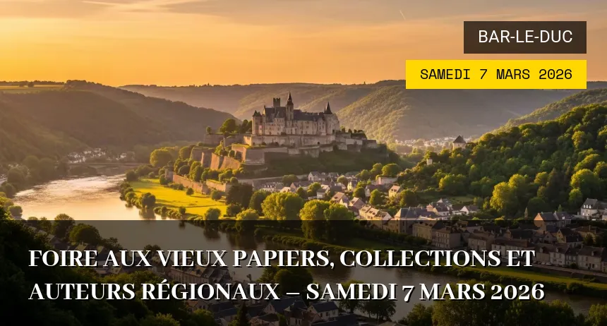 Affiche de l'événement : Foire aux vieux papiers, collections et auteurs régionaux – Samedi 7 Mars 2026
