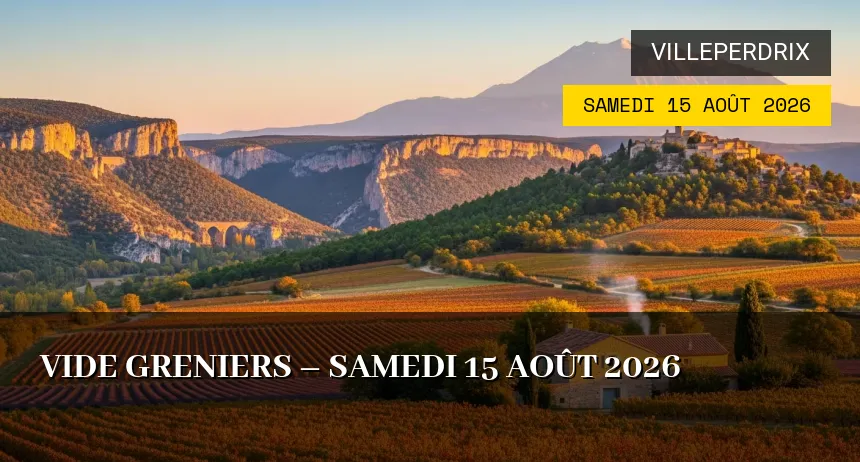 Affiche de l'événement : Vide greniers – Samedi 15 Août 2026