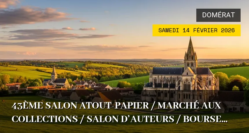 Affiche de l'événement : 43ème Salon Atout-Papier / Marché aux collections / Salon d&rsquo;auteurs / Bourse des couturières – Samedi 14 Février 2026