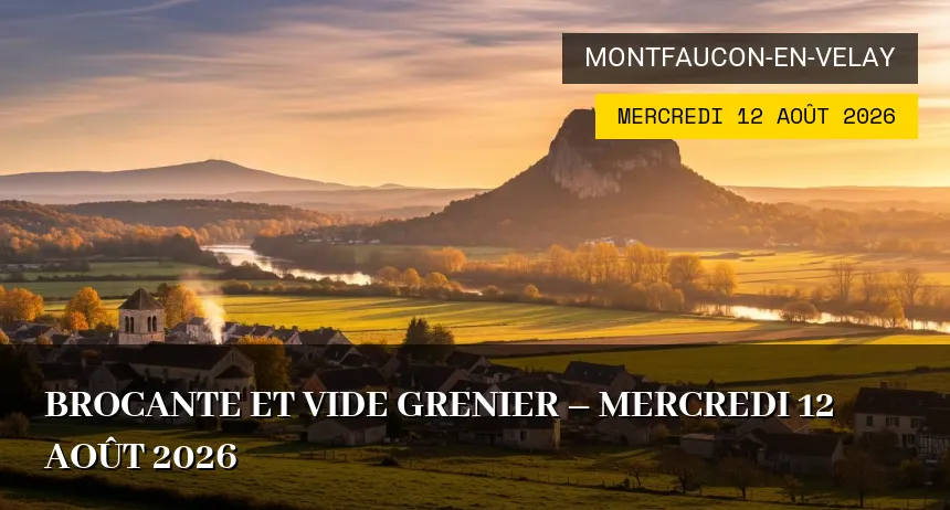 Affiche de l'événement : Brocante et vide grenier – Mercredi 12 Août 2026