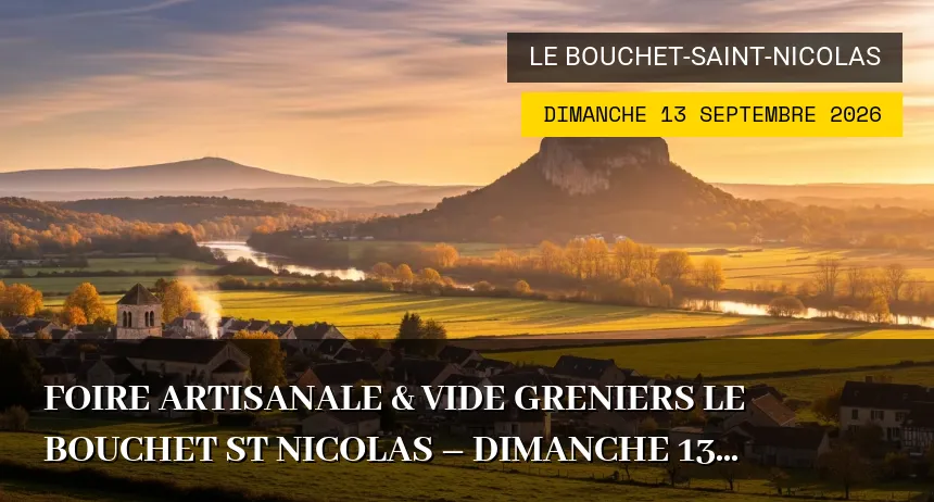 Affiche de l'événement : Foire artisanale & Vide Greniers Le Bouchet St Nicolas – Dimanche 13 Septembre 2026